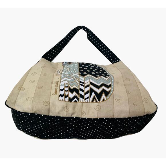 Laurel Burch Cats Shoulder Bag Cream Canvas Black With White poka Dots - Picture 7 of 11